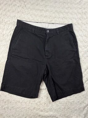 Roundtree & Yorke Black Flat Front Cotton Shorts